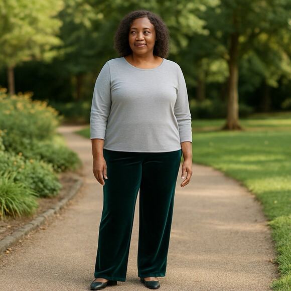 Chico’s Pants NWT Size 3 (XL) Travelers Jasper Wide Leg Velvet No Tummy Forest - Picture 1 of 7